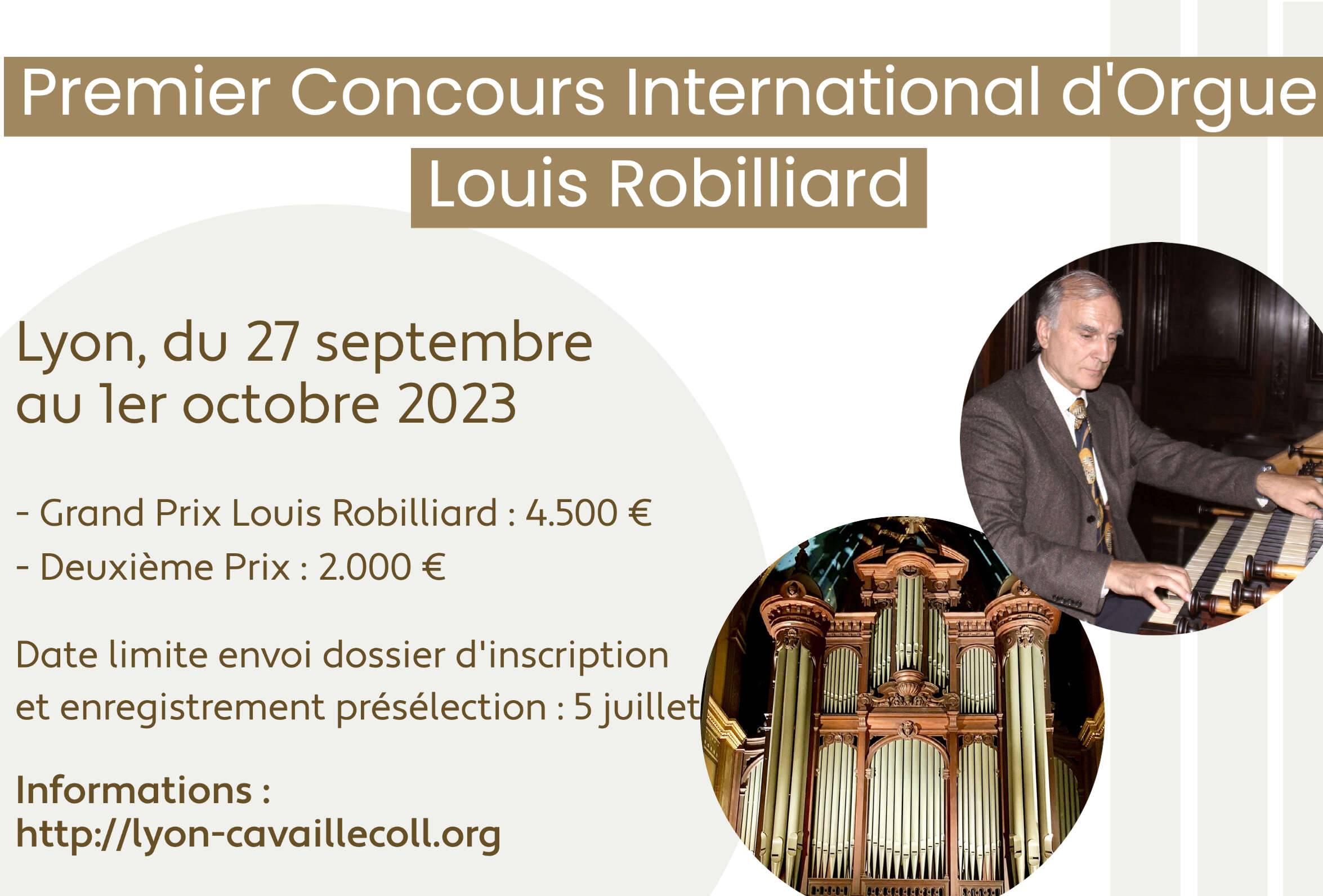 Organisation de la première éditions du concours international d’orgue Louis Robillard